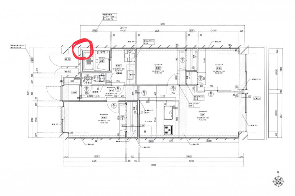 Cuestudioがつくるリノベーション済みマンション物件の工事が始まりました ②現場レポ：配線・配管～床の下地組写真：3+1500